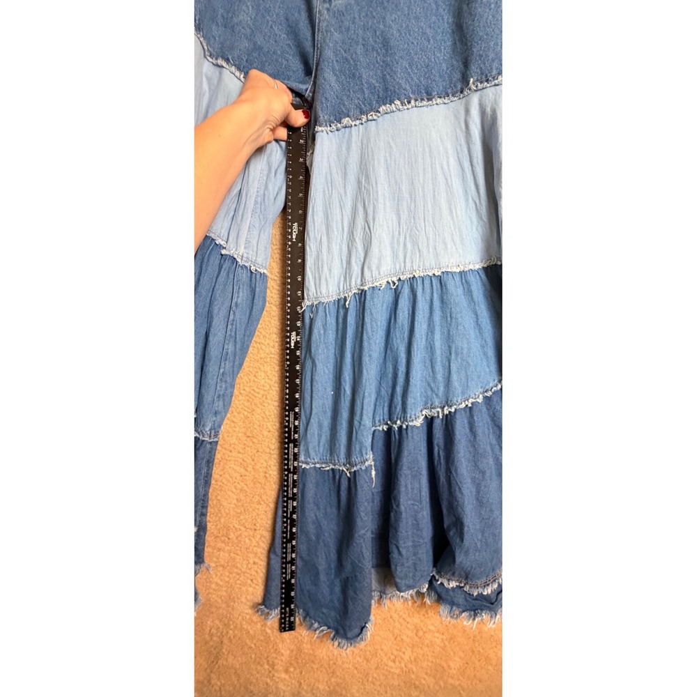 Free People We The Free Dreamscape Tiered Denim Wide Leg Jeans 33 - Picture 13 of 16